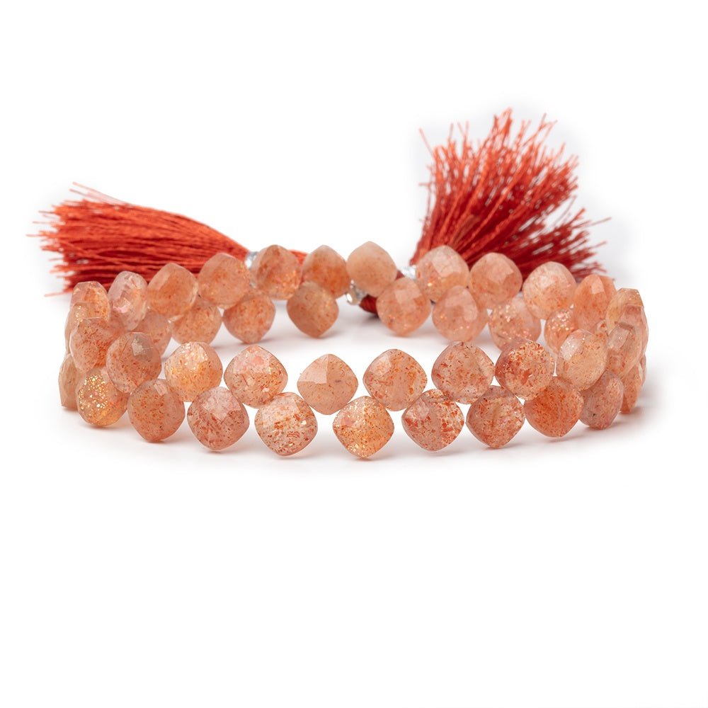 6.5mm Sunstone Corner Drilled Pillow Beads 7.5 inch 45 pieces - Beadsofcambay.com