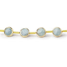 6.5mm Vermeil Bezel Aquamarine Faceted Coin Strand 20 Beads - Beadsofcambay.com