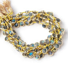 6.5mm Vermeil Bezel Labradorite Top Drill Faceted Coin Strand 20 Beads - Beadsofcambay.com
