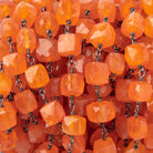 7-8mm Carnelian Faceted Cube Black Gold over Sterling Silver Chain - BeadsofCambay.com