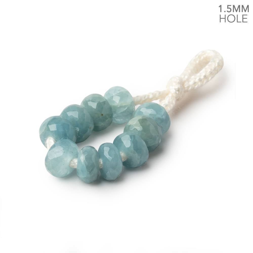 6mm Aquamarine 1.5mm Large Hole Faceted Rondelle Set of 10 - Beadsofcambay.com