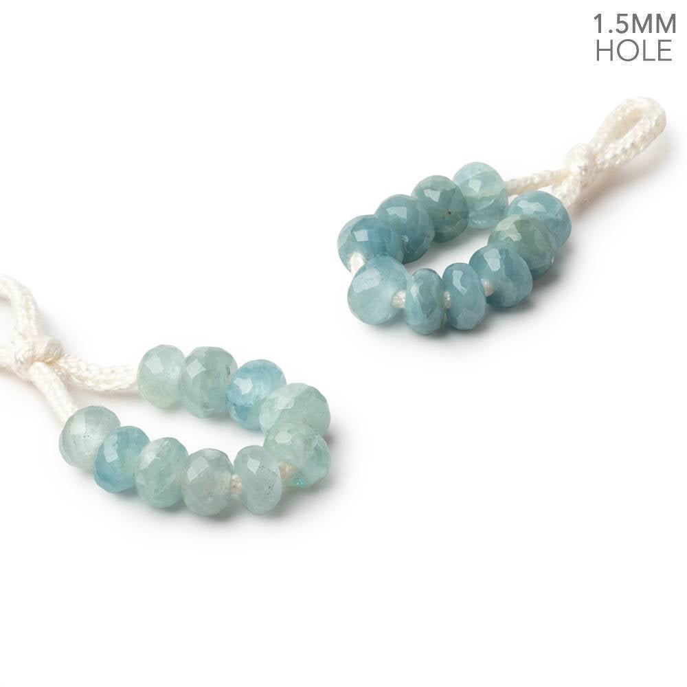 6mm Aquamarine 1.5mm Large Hole Faceted Rondelle Set of 10 - Beadsofcambay.com