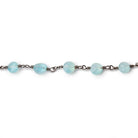 6mm Blue Chalcedony Faceted Coins on Black Gold Plated Chain - Beadsofcambay.com