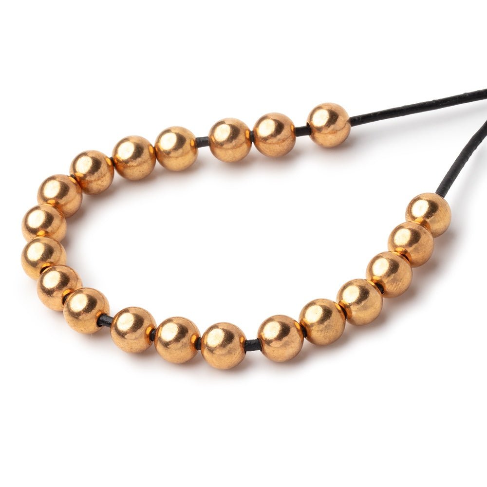 6mm Brass Plain Large Hole Rounds Set of 20 beads - Beadsofcambay.com