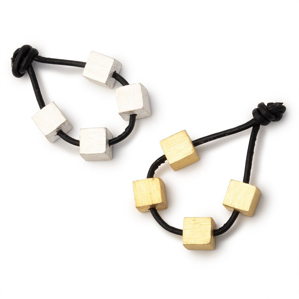 6mm Brushed Cube Bead Set of 4 - Beadsofcambay.com