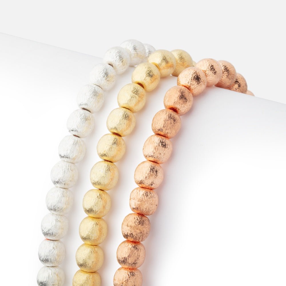 6mm Brushed Round Beads - Beadsofcambay.com