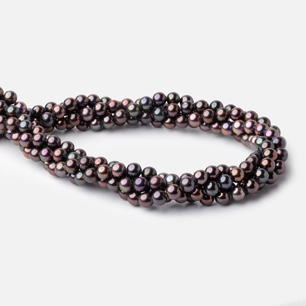6mm Dark Plum Peacock Off Round Freshwater Pearls 16 inch 70 Beads AA - Beadsofcambay.com