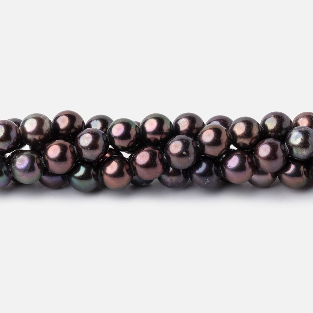 6mm Dark Plum Peacock Off Round Freshwater Pearls 16 inch 70 Beads AA - Beadsofcambay.com