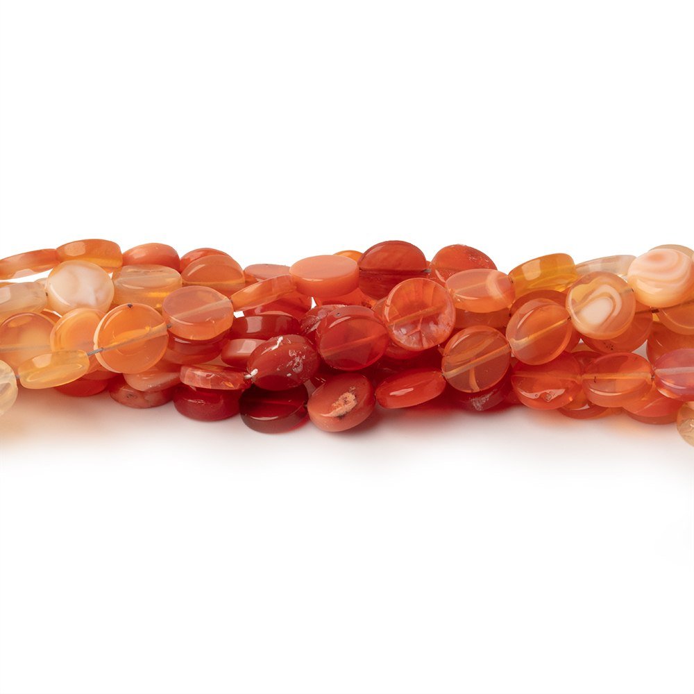 6mm Mexican Fire Opal Plain Coin Beads 17 inch 70 pieces - Beadsofcambay.com