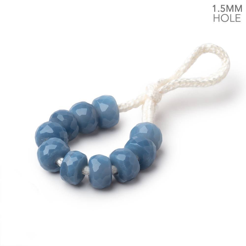 6mm Owyhee Denim Blue Opal 1.5mm Large Hole Faceted Rondelle Set of 10 - Beadsofcambay.com