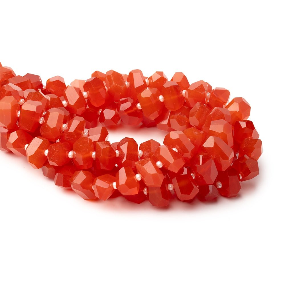 6x10 - 7x12mm Dark Carnelian Faceted Nugget 8 inch 26 Beads - Beadsofcambay.com