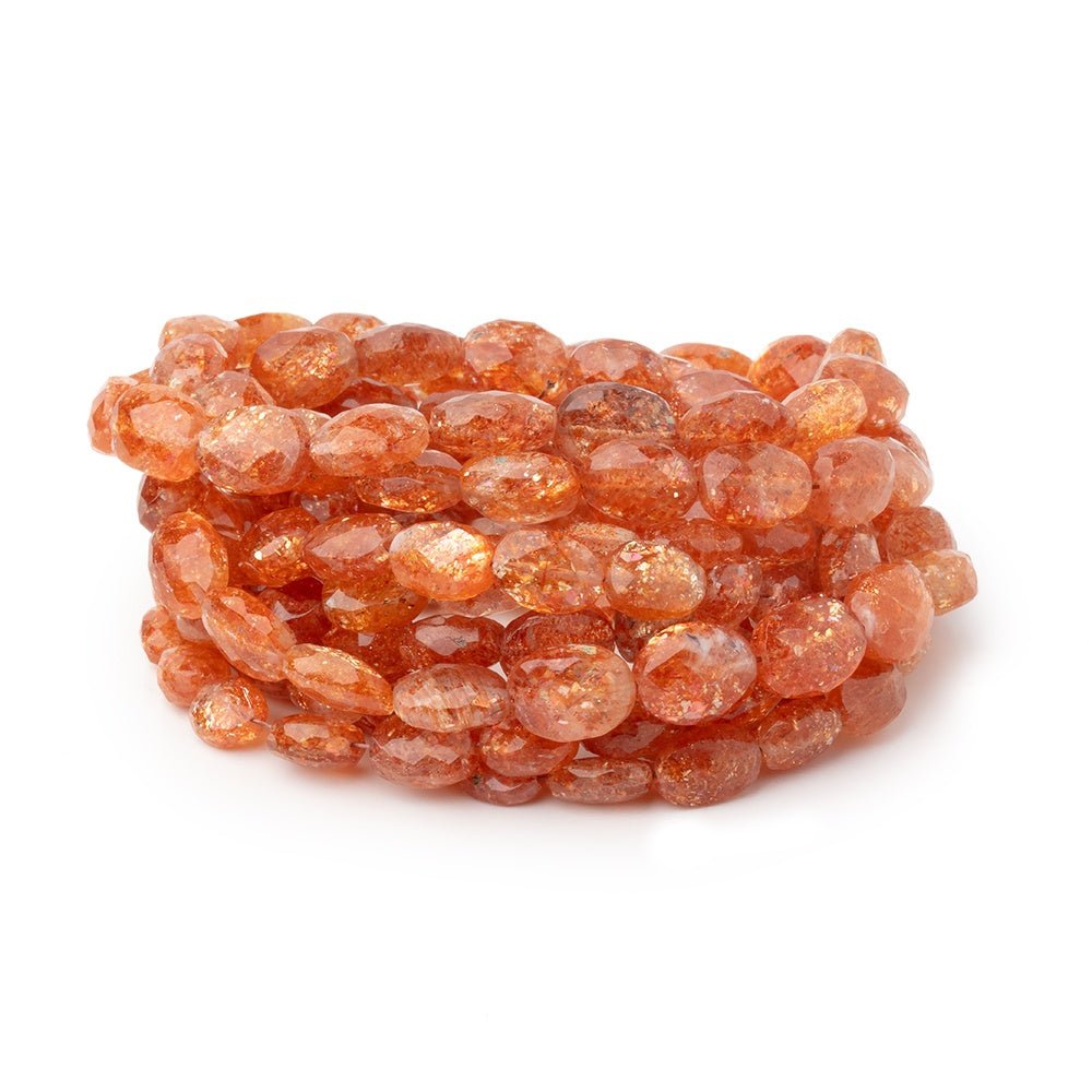 6x4 - 8.5x6mm Sunstone Faceted Oval Beads 16 inch 53 pieces AAA - Beadsofcambay.com