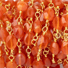 6x5 - 7x6mm Carnelian Faceted Ovals on Gold Plated Chain - Beadsofcambay.com