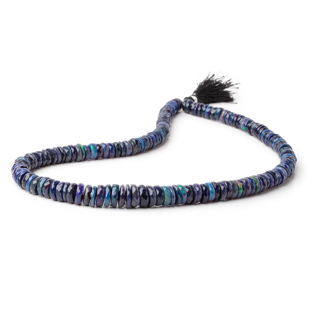 7-10mm Indigo Ethiopian Opal Faceted Heishi Beads 16 inch 160 pieces AA - Beadsofcambay.com
