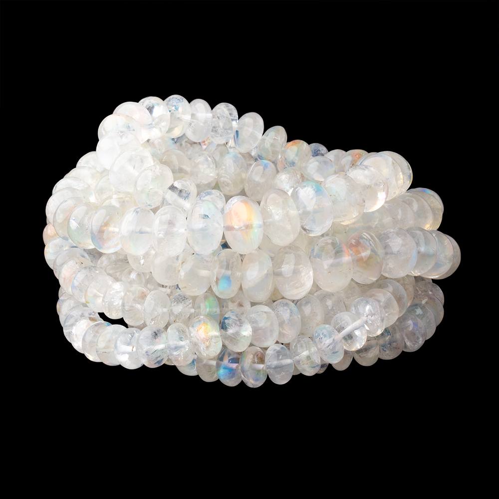7-10mm Red Fire Rainbow Moonstone Plain Rondelle 18 inch 85 Beads AA - Beadsofcambay.com