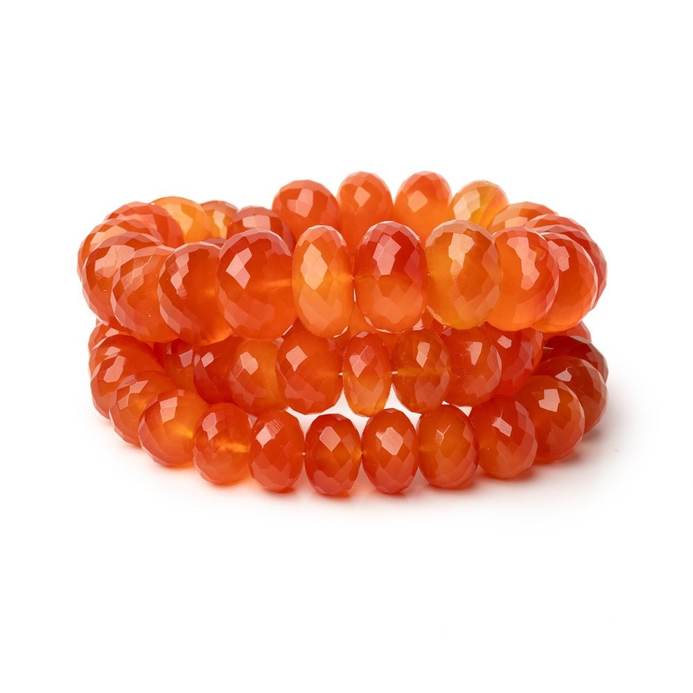 7 - 11mm Carnelian Faceted Rondelle 16 inch 63 Beads AA - Beadsofcambay.com