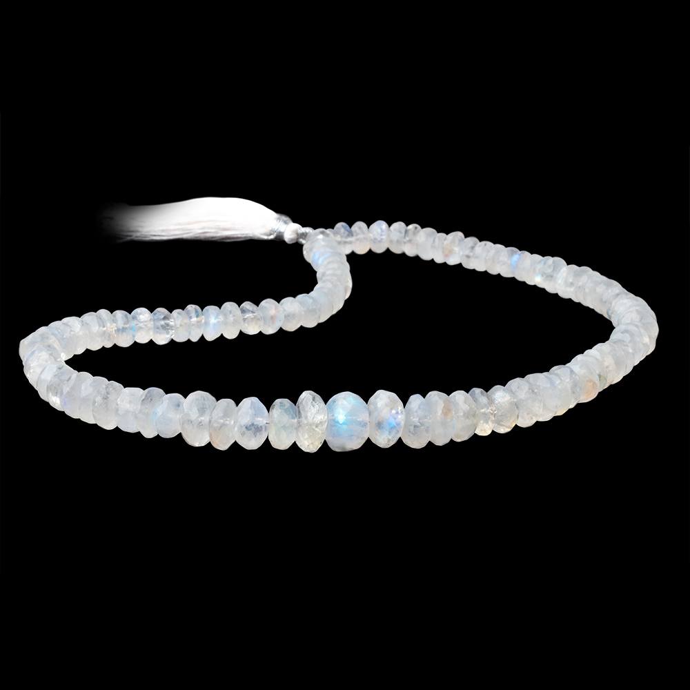 7-12mm Rainbow Moonstone faceted rondelle Beads 16 inch 97 pieces - Beadsofcambay.com