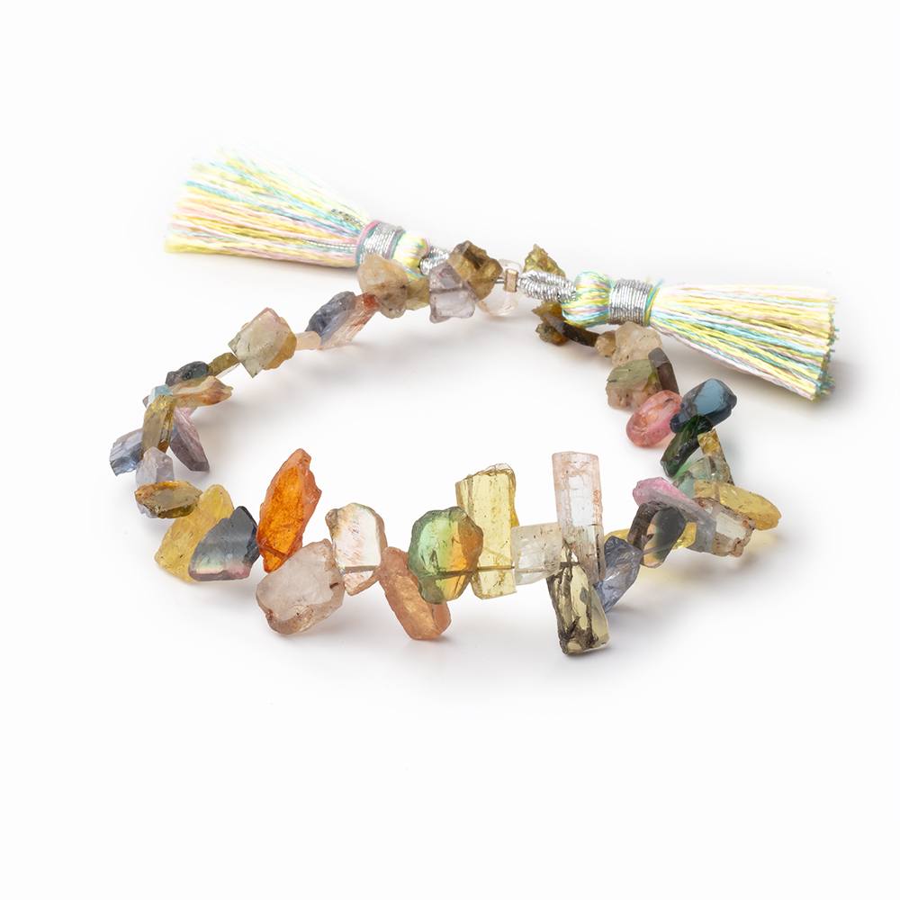 7 - 13mm Multi Color Tourmaline Slice Beads 8 inch 46 pieces - Beadsofcambay.com