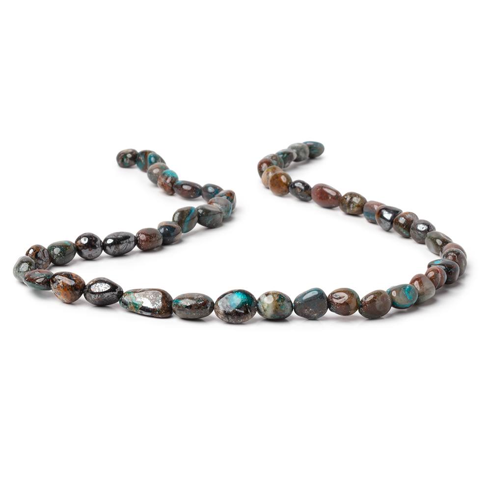 7-14mm Chrysocolla with Hematite Plain Nugget Beads 16 inch 49 pieces AA - Beadsofcambay.com