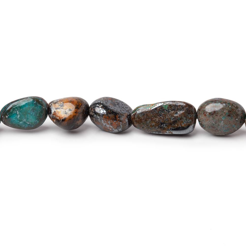 7-14mm Chrysocolla with Hematite Plain Nugget Beads 16 inch 49 pieces AA - Beadsofcambay.com