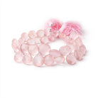7-14mm Rose Quartz Faceted Heart Beads 7.5 inch 38 pieces - Beadsofcambay.com
