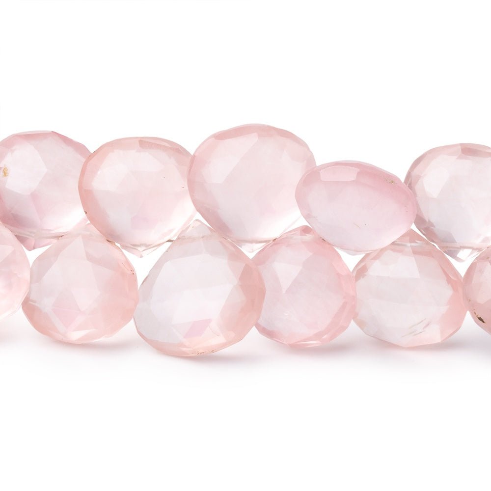 7-14mm Rose Quartz Faceted Heart Beads 7.5 inch 38 pieces - Beadsofcambay.com