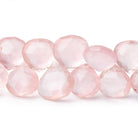 7-14mm Rose Quartz Faceted Heart Beads 7.5 inch 38 pieces - Beadsofcambay.com