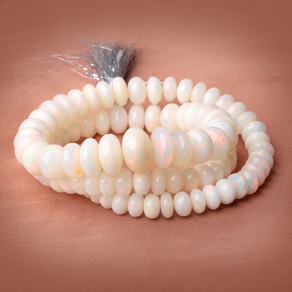 7 - 15mm Ethiopian Opal Plain Rondelle 20 inch 90 Beads AAA - Beadsofcambay.com
