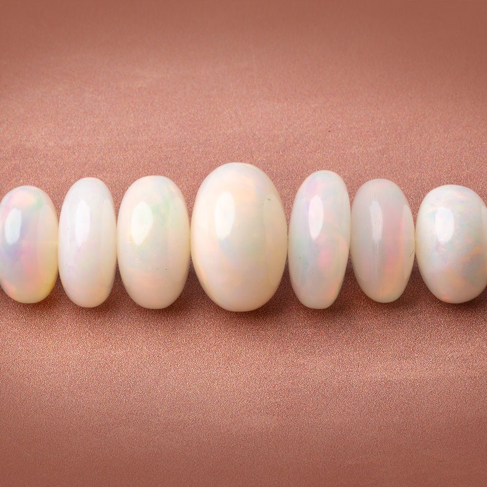 7 - 15mm Ethiopian Opal Plain Rondelle 20 inch 90 Beads AAA - Beadsofcambay.com