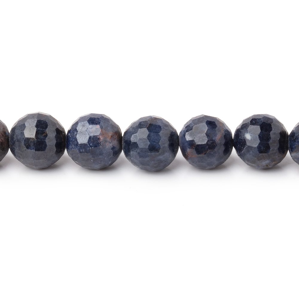 7 - 7.5mm Blue Sapphire Faceted Round 7 inch 24 Beads - Beadsofcambay.com