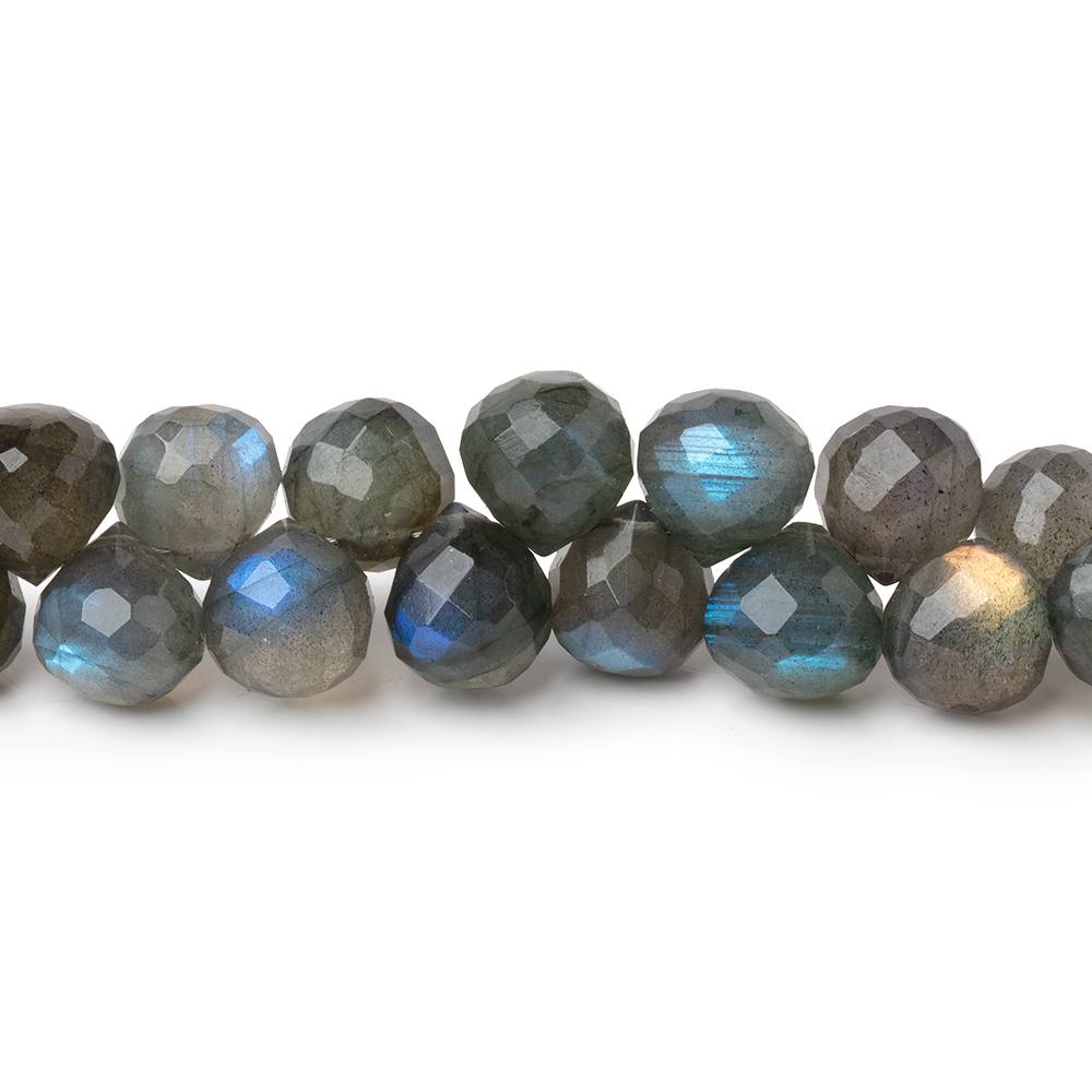 7-7.5mm Labradorite Faceted Candy Kiss Beads 8 inch 50 pieces AA - Beadsofcambay.com