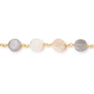 7-7.5mm Multi Color Moonstone Faceted Coins Gold plated Chain - Beadsofcambay.com