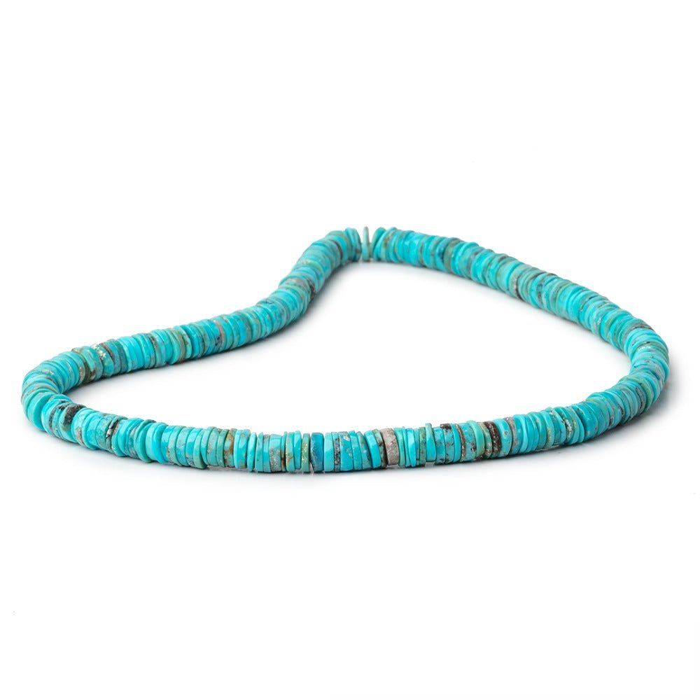 7-7.5mm Sleeping Beauty Turquoise Plain Heishi Beads 16 inch 285 pieces - Beadsofcambay.com