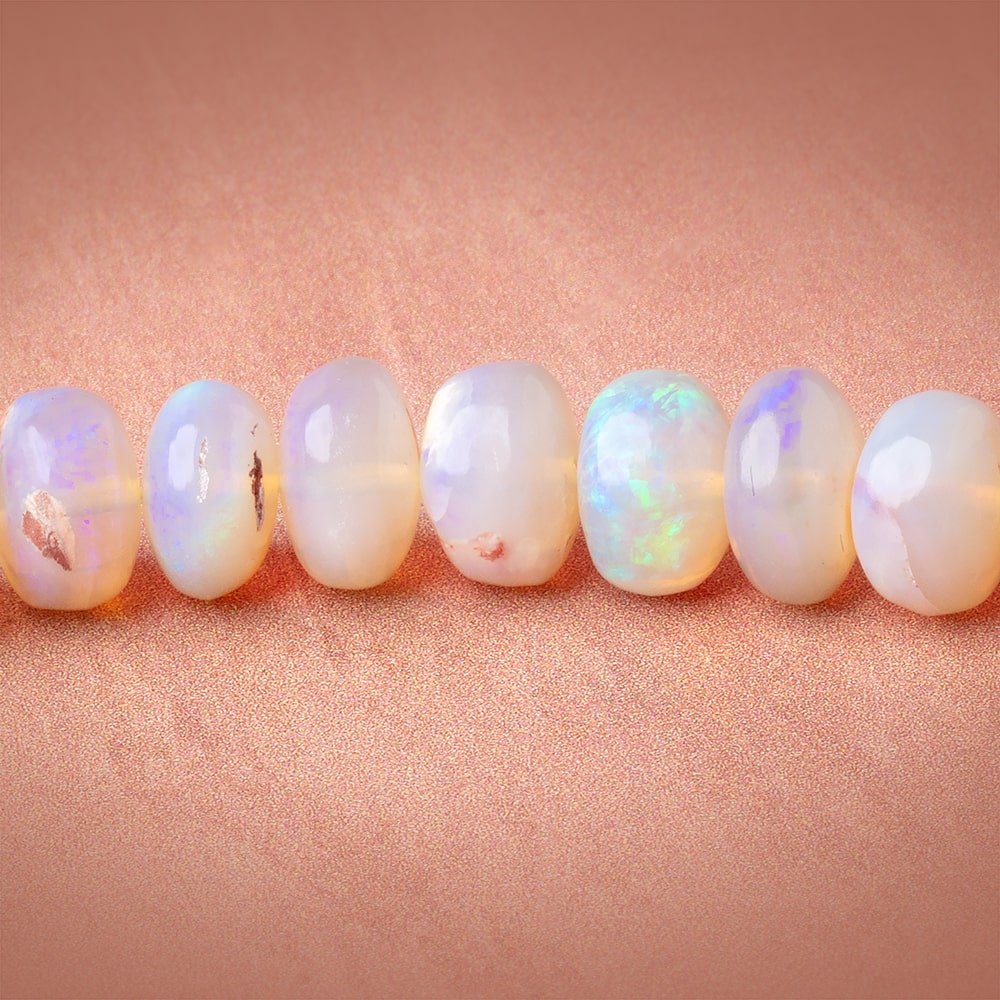 7 - 8mm Australian Opal Plain Rondelle Beads 20 inch 112 pieces AA - Beadsofcambay.com