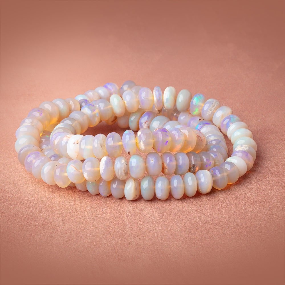 7 - 8mm Australian Opal Plain Rondelle Beads 20 inch 112 pieces AA - Beadsofcambay.com
