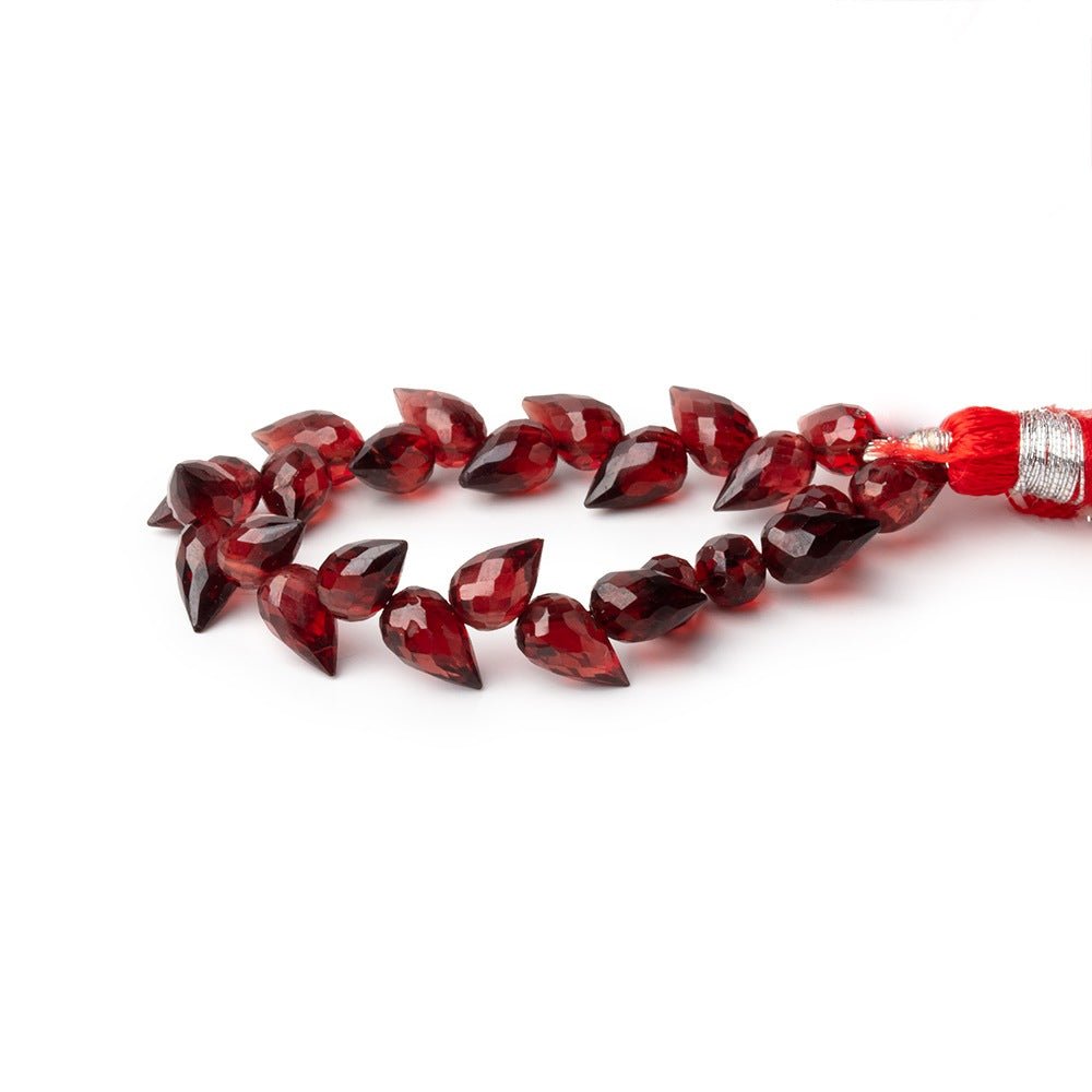 7 - 8mm Garnet Shoulder Drill Faceted Tear Drop 4 inch 22 Beads - Beadsofcambay.com