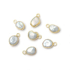 7 - 8mm Gold Leafed White Keshi Freshwater Pearl 1 Pendant - Beadsofcambay.com