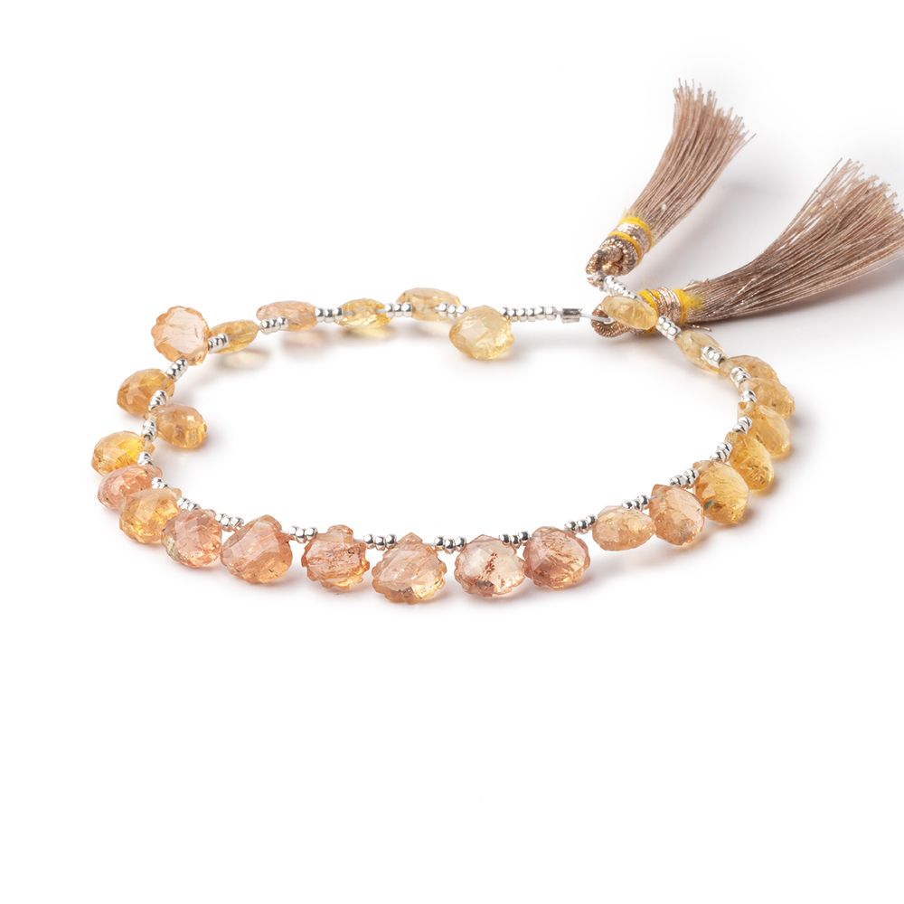 7 - 8mm Imperial Topaz Faceted & Scalloped Heart 7 inch 26 Beads - Beadsofcambay.com