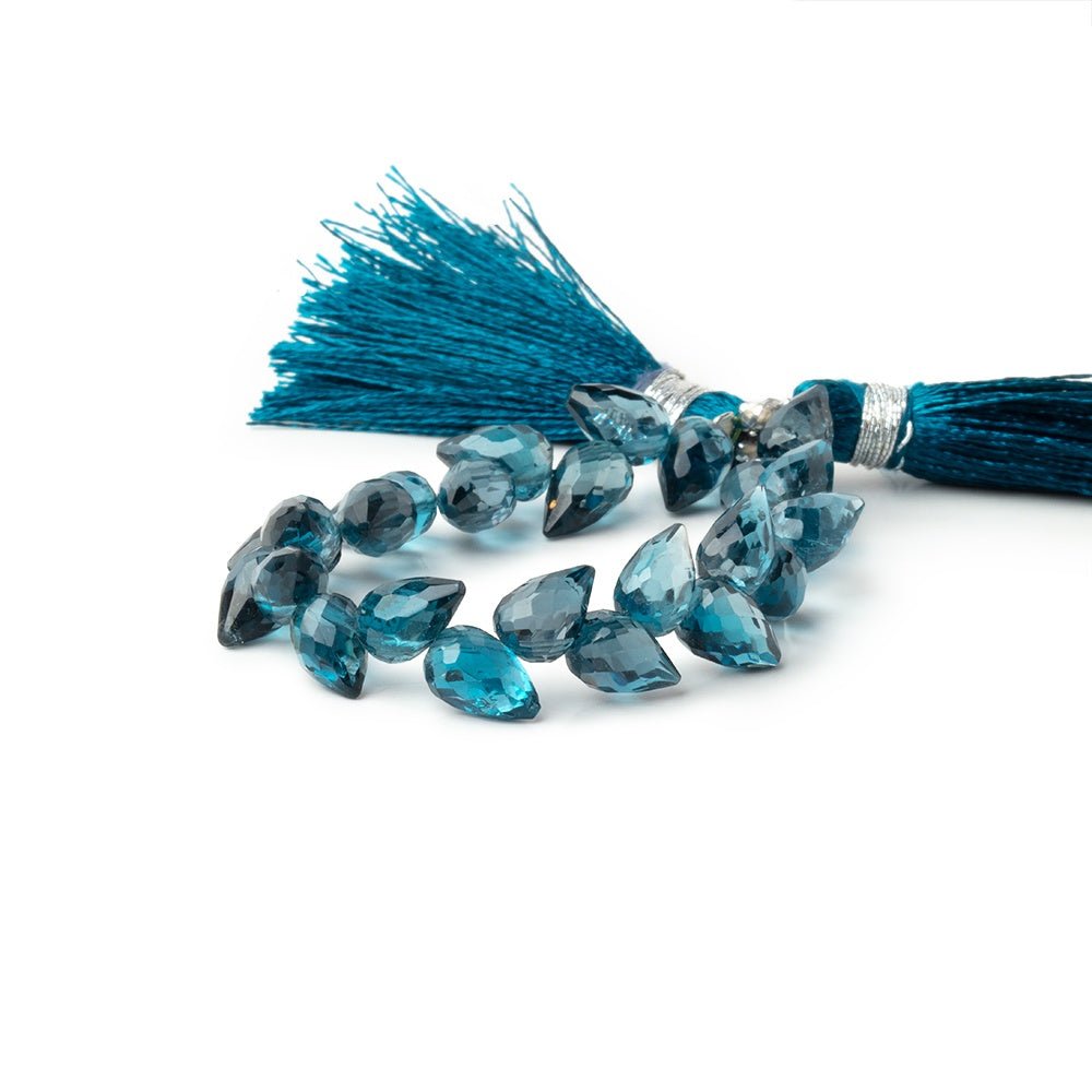 7 - 8mm London Blue Topaz Shoulder Drill Tear Drop 4 inch 24 Beads AAA - Beadsofcambay.com