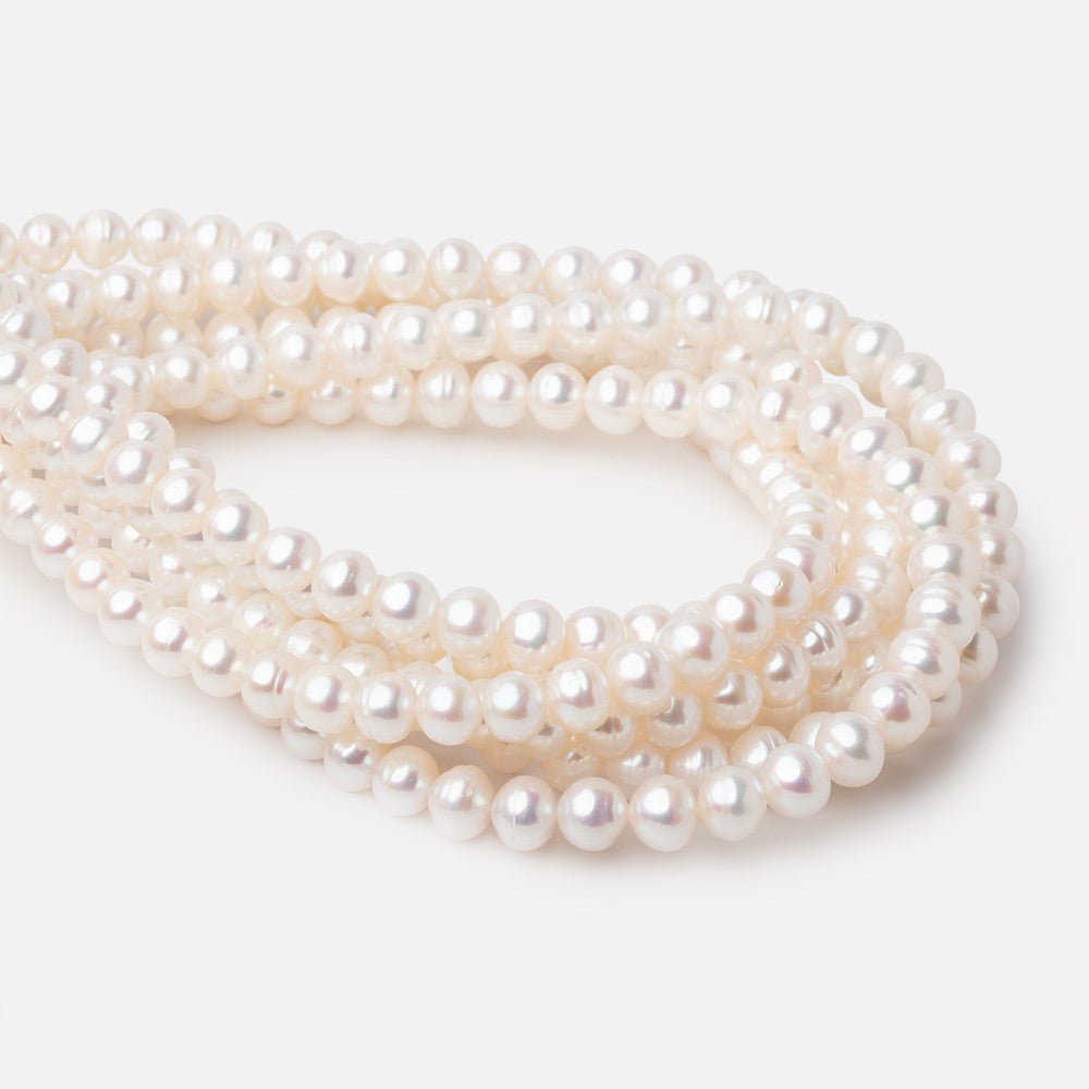 7 - 8mm Off White Chinese Akoya Saltwater Pearls 15.5 inch 56 pieces A - Beadsofcambay.com