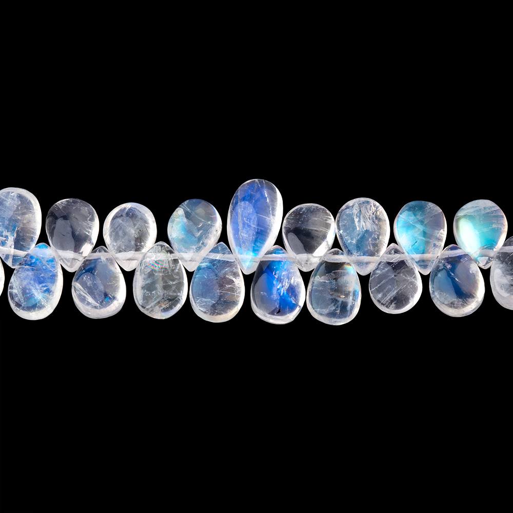 7-8mm Rainbow Moonstone Plain Pear Beads 8.5 inch 76 pieces AAA - Beadsofcambay.com