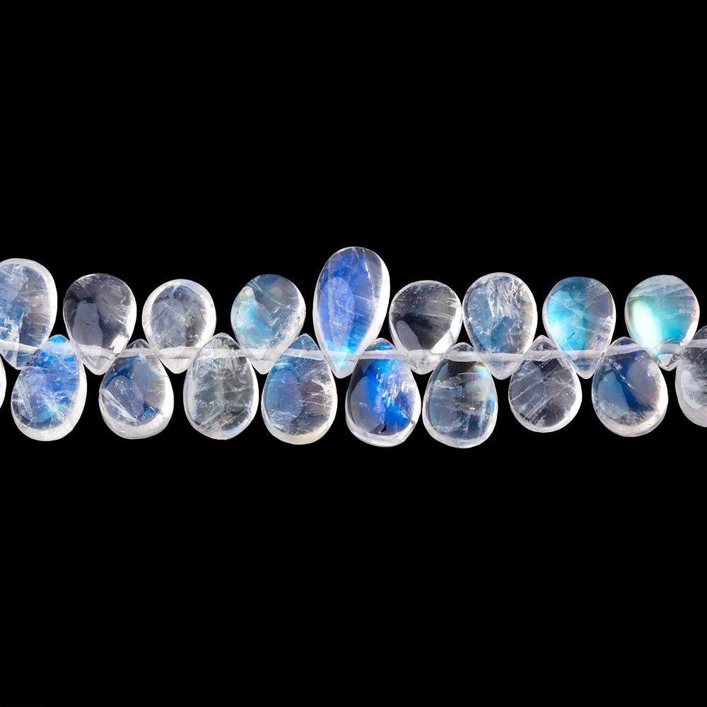 7-8mm Rainbow Moonstone Plain Pear Beads 8.5 inch 76 pieces AAA - Beadsofcambay.com