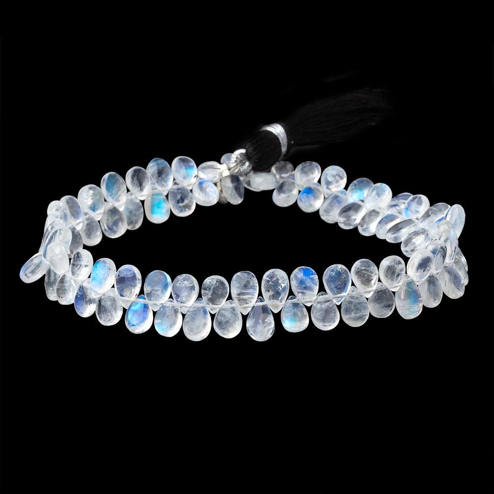 7-8mm Rainbow Moonstone Plain Pear Beads 8.5 inch 76 pieces AAA - Beadsofcambay.com