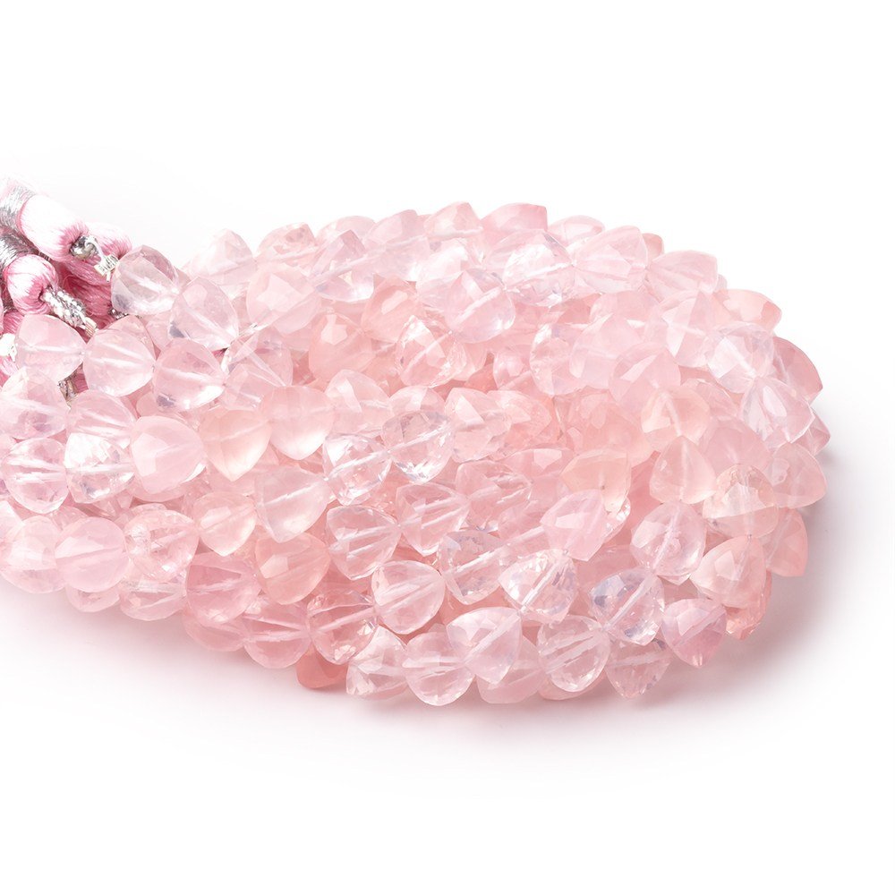 7 - 8mm Rose Quartz Faceted Trillion Beads 7 inch 24 pieces - Beadsofcambay.com