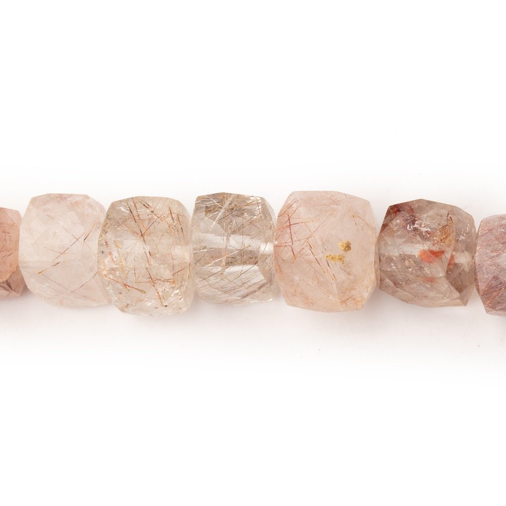 7 - 8mm Rutilated Quartz Faceted Cube Beads 8 inch 30 pieces - Beadsofcambay.com