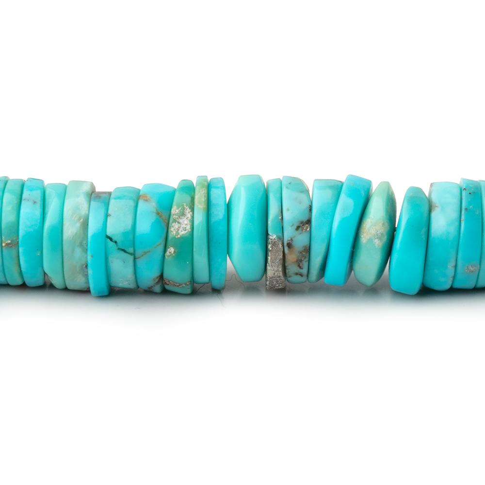 7 - 8mm Sleeping Beauty Turquoise Plain Heishi Beads 14 inch 215 pieces - Beadsofcambay.com