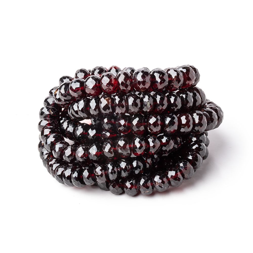 7 - 9.5mm Garnet Faceted Rondelle Beads 16 inch 72 pieces - Beadsofcambay.com
