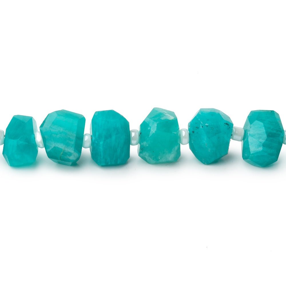 7-9mm Amazonite Side Drill Faceted Nugget 7.5 inch 24 Beads - Beadsofcambay.com