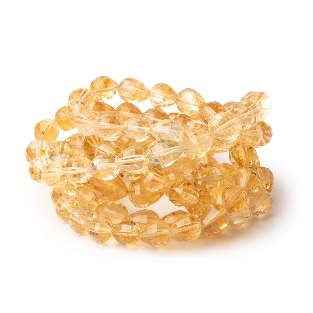 7 - 9mm Citrine Checkerboard Faceted Tear Drop 16 inch 48 Beads - Beadsofcambay.com
