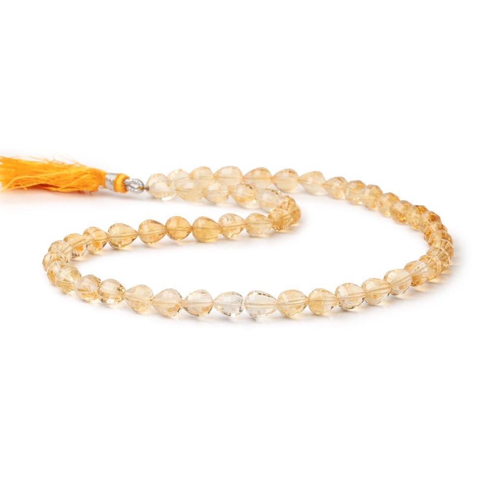 7 - 9mm Citrine Checkerboard Faceted Tear Drop 16 inch 48 Beads - Beadsofcambay.com